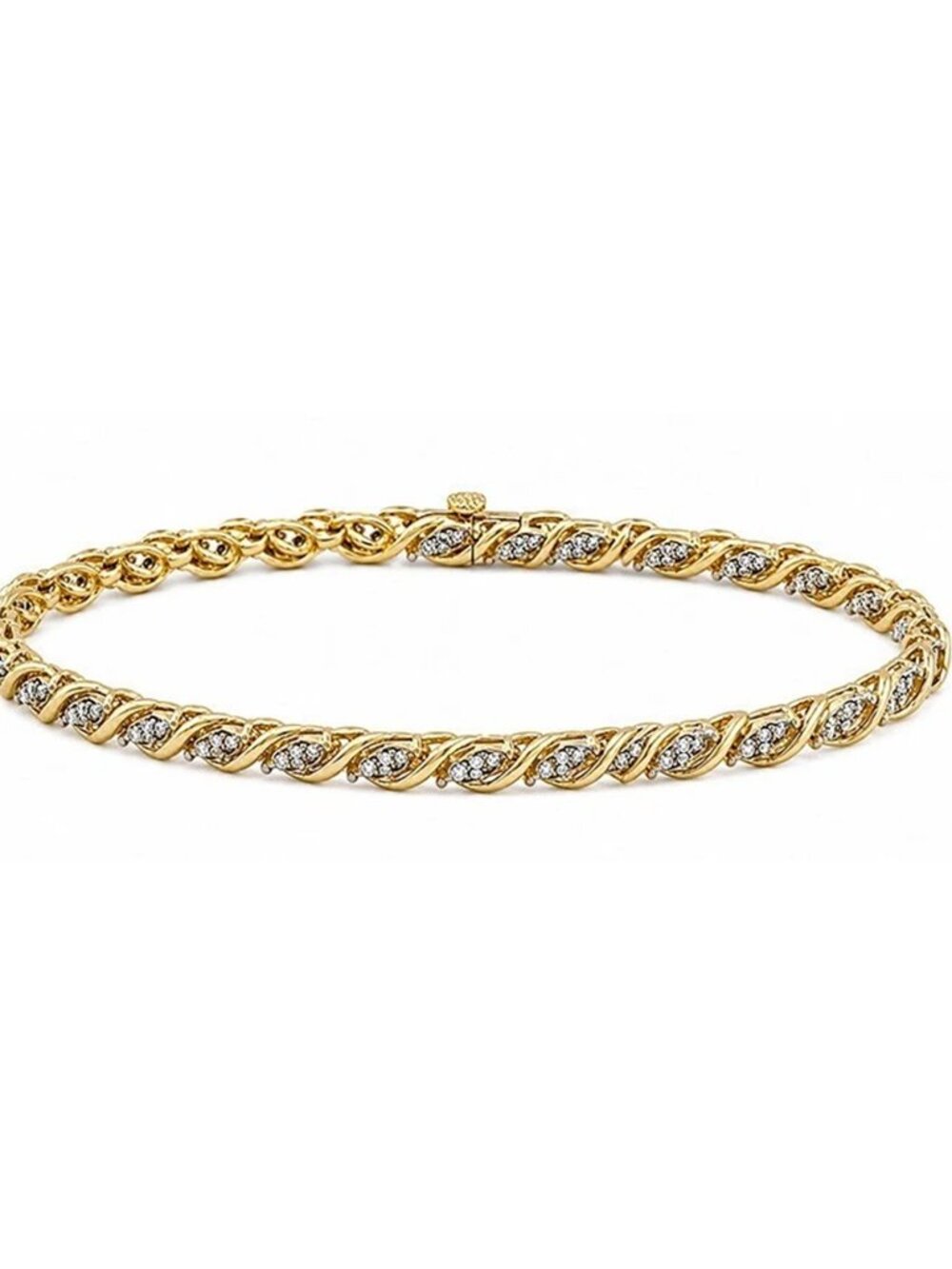 Genuine 0.75 Cts Diamond Tennis Bracelet 10k Gold